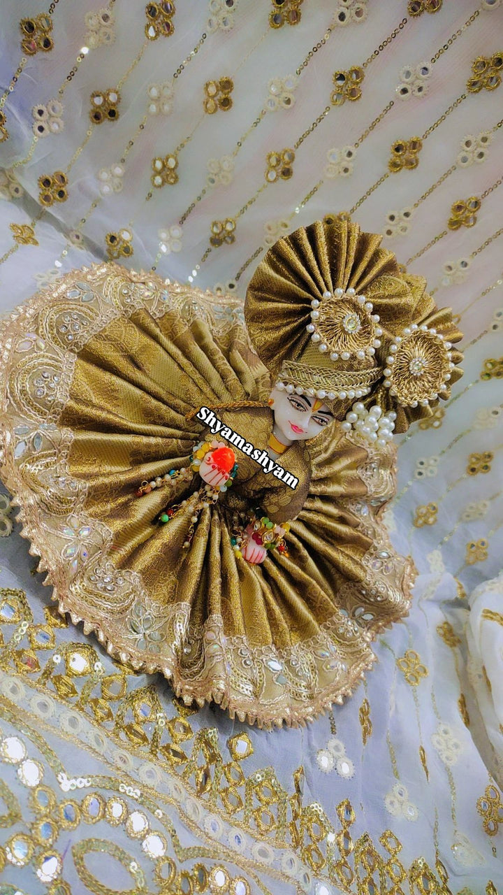 special pure Golden Banarsi with mirror lace Detailing*